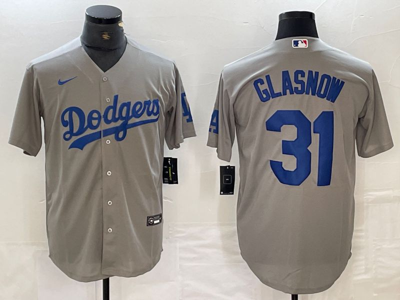 Men Los Angeles Dodgers #31 Glasnow Grey Nike Game MLB Jersey style 7->los angeles dodgers->MLB Jersey